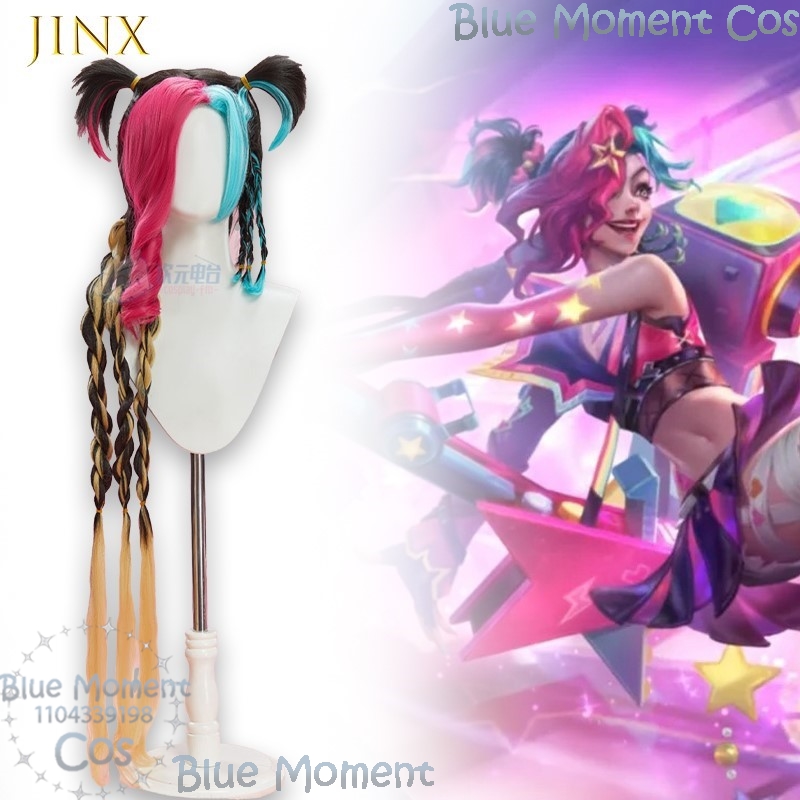 Cosplay Anime Pink Hair - Jinx Valentine Cosplay Wig Pink Blue