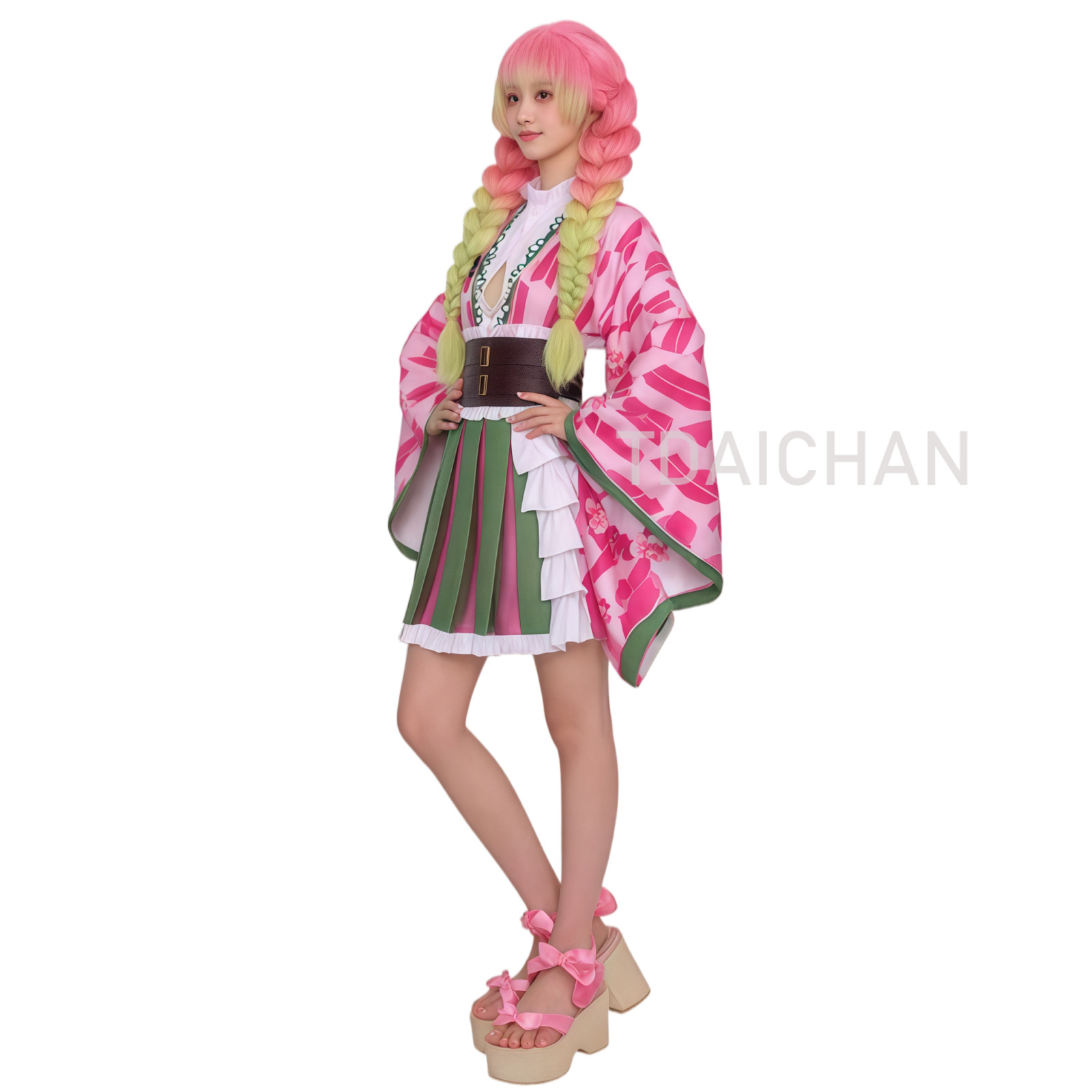 Anime Kanroji Mitsuri Cosplay  - Cosplay Anime Pink Hair review and price